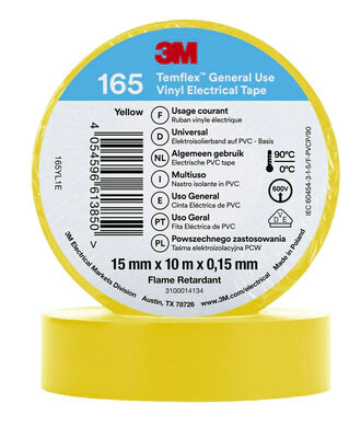 3M™ Temflex™ Vinyl-Isolierband 165, Gelb, 15 mm x 10 m