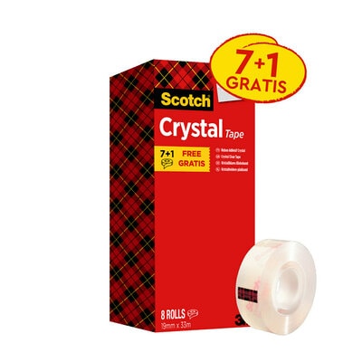   Scotch® Crystal Klebeband, transparent, Vorteilspack, 8 Rollen, 19 mm x 33 m