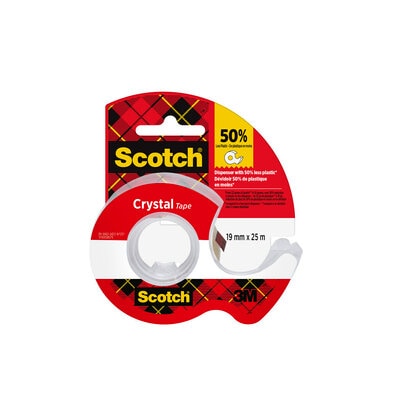 Scotch® Crystal Klebeband, 19mm x 25 m, 1 Rolle auf Handabroller