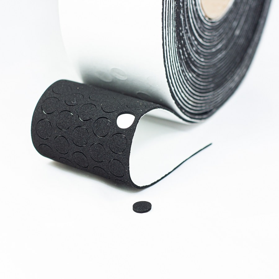 EPDM-Zellkautschuk Ronden N 1756 schwarz 1,5 mm stark klebend Durchmesser  10 mm 5.000 Stück