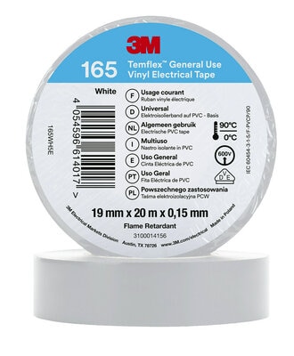 3M™ Temflex™ Vinyl-Isolierband 165, Weiß, 19 mm x 20 m