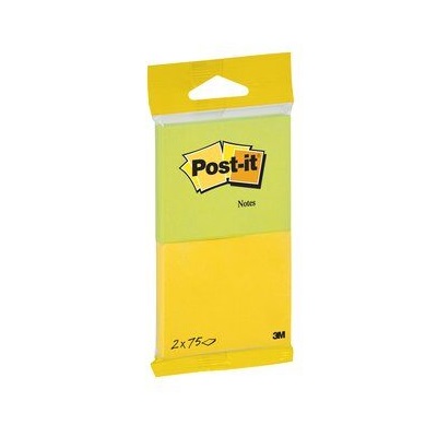 Post-it® Notes, Energetic Collection, 76 mm x 63.5 mm, Promotion, 75 Blatt/Block, 2 Blöcke/Packung