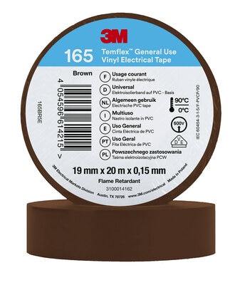 3M™ Temflex™ Vinyl-Isolierband 165, Braun, 19 mm x 20 m