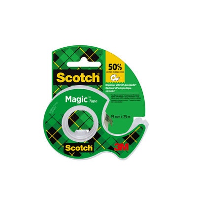 Scotch® Magic™ Unsichtbares Klebeband, 19 mm x 25 mm, 1 Rolle auf Handabroller/Packung