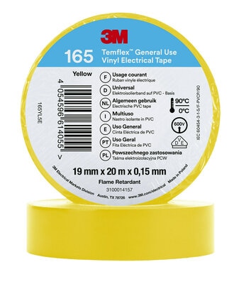 3M™ Temflex™ Vinyl-Isolierband 165, Gelb, 19 mm x 20 m