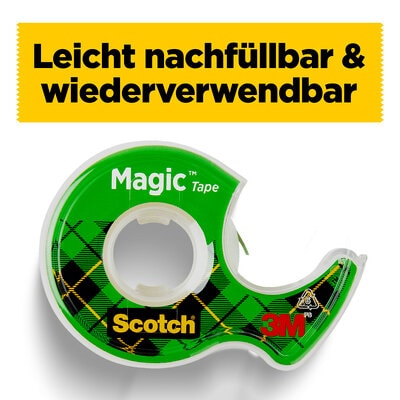 Scotch® Magic™ Unsichtbares Klebeband, 2 Rollen, 19 mm x 7.5m + 1 Handabroller GRATIS