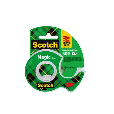 Scotch® Magic™ Unsichtbares Klebeband, 1 Rolle, 19 mm x 30 m + Handabroller