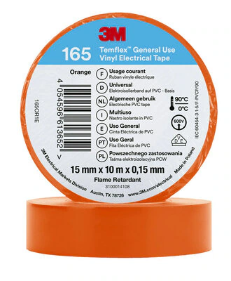 3M™ Temflex™ Vinyl-Isolierband 165, Orange, 15 mm x 10 m